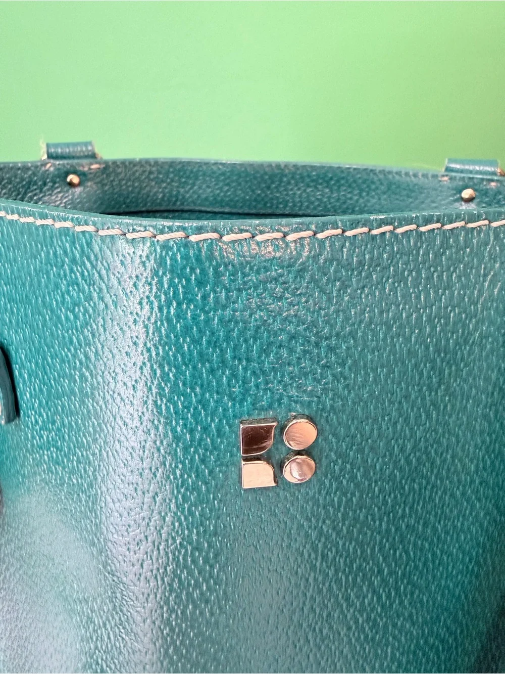 kate spade Teal Leather Tote with Gold Hardware